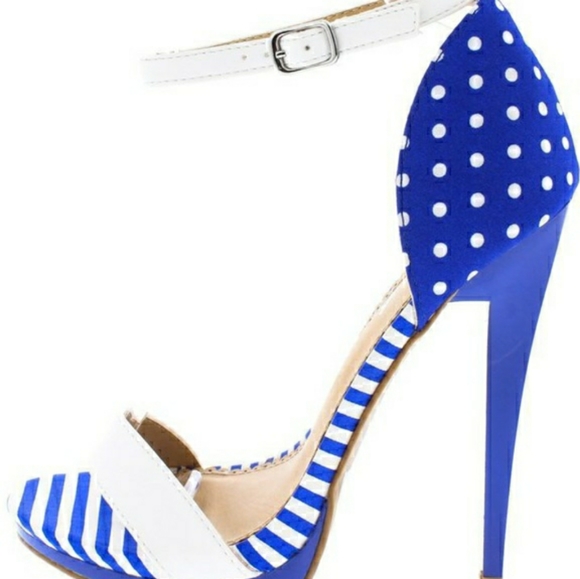 Alba Shoes - Alba Blue Polka Dotta Heels
